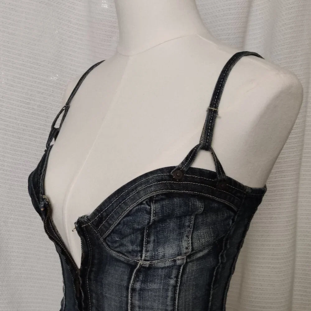 Guess Premium | Denim corset bustier top | Size XS - Picture 3 of 16